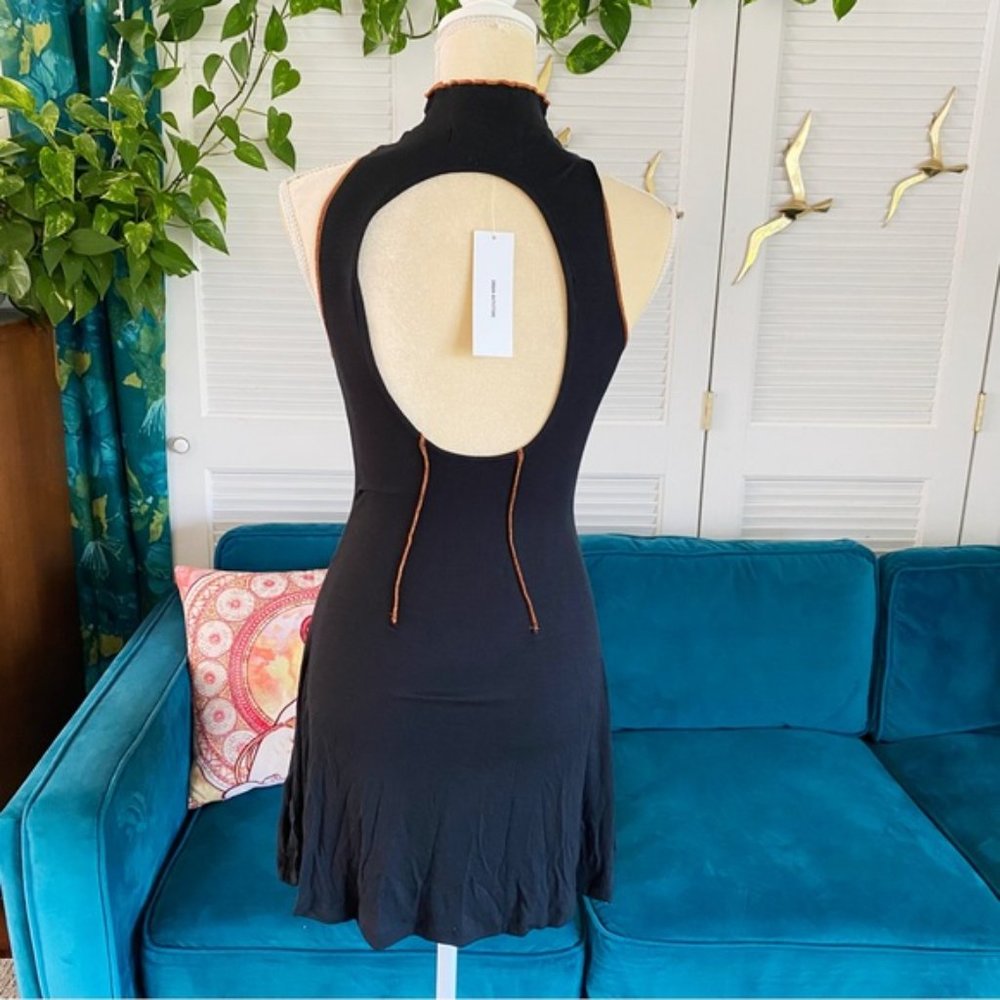 Urban Outfitters | UO Deja Seamed Mini Dress Sleeveless Ribbed Black New Medium - Picture 8 of 13